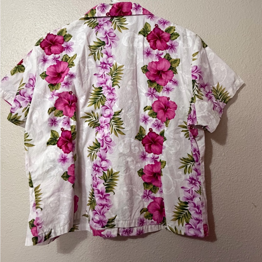 Ho Aloha Women’s Floral Pink and Green 🌺 Hawaiian Shirt XL - Picture 3 of 7